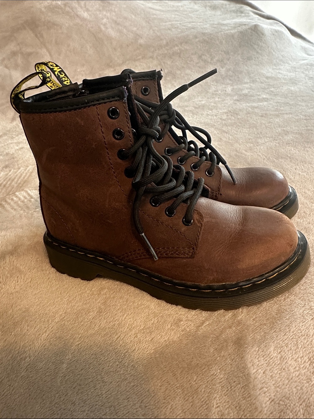 Dr. Martens Delaney Kids Brown Leather Boots Size 13